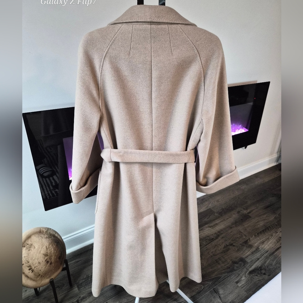 ​J. Peterman Wool Cashmere Belted Wrap Trench Coat - 16 - Picture 4 of 8